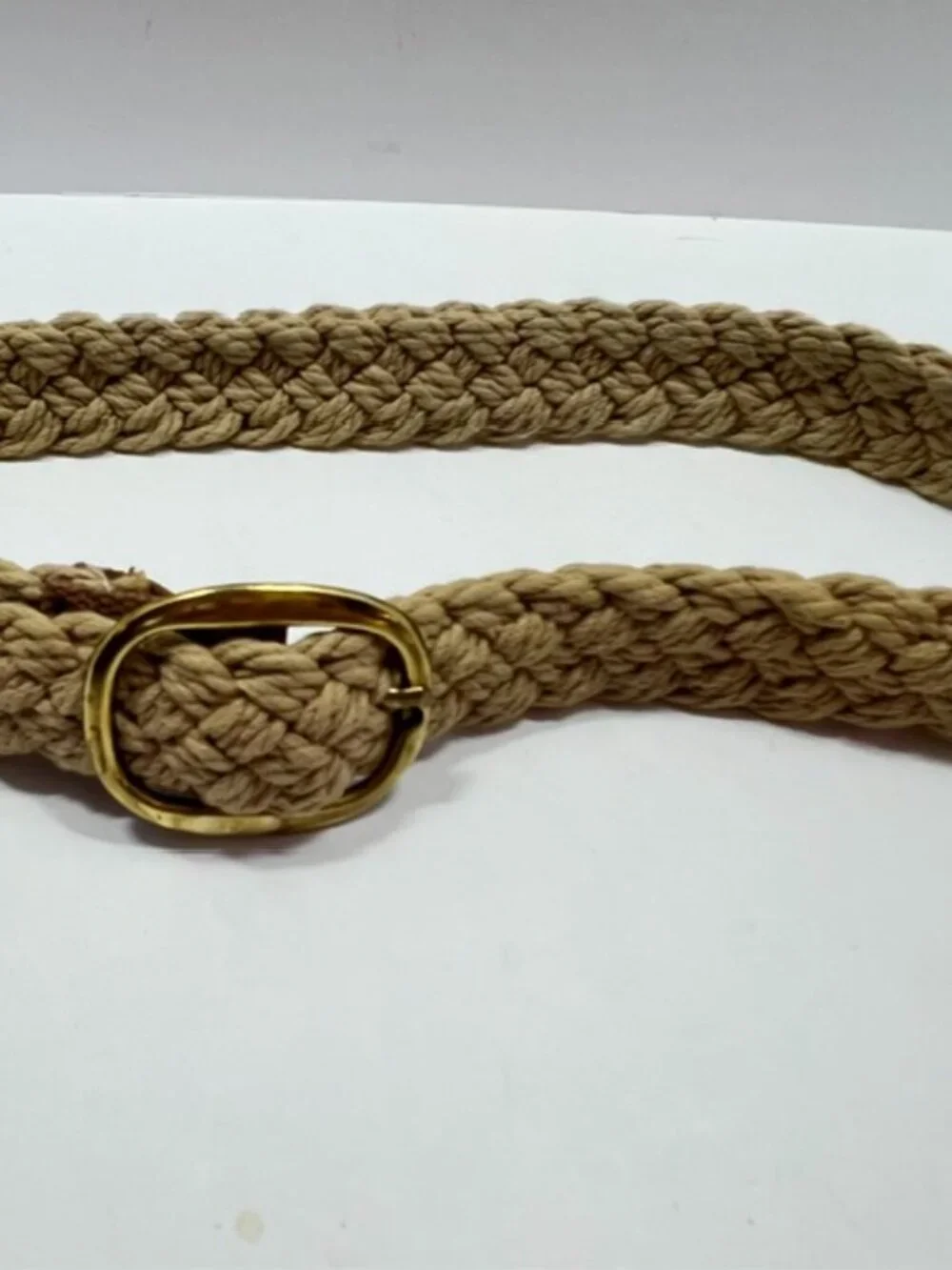 Women's Braided Jute Belt with brass buckle Size 42.5